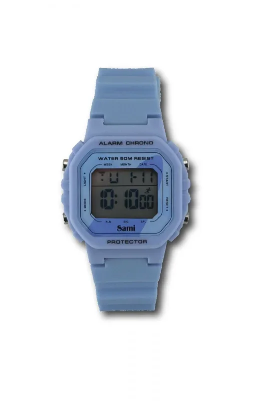 Reloj sami lcd cadete cuadrado wr50m luz c/caja