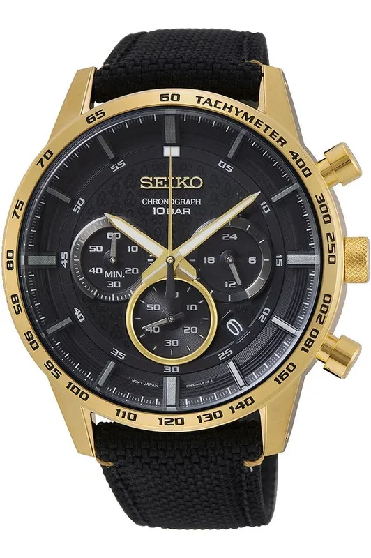 Reloj Seiko SSB364P1 Acero Inoxidable Chapado correa color: Negro Dial Negro Cronógrafo Hombre