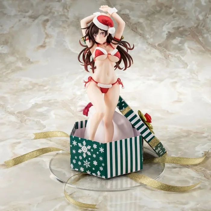 Rent-a-girlfriend estatua pvc 1/6 mizuhara chizuru santa bikini de fuwamoko 2nd xmas 26 cm