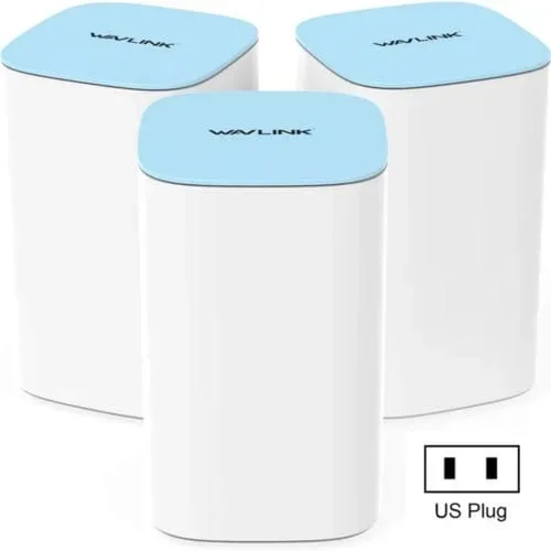 Repetidor Inalámbrico Wavlink WN551K3 AC3000 de Tres Bandas con Antena Incorporada y Enrutador de Malla, 3 Piezas, Enchufe de EE.UU