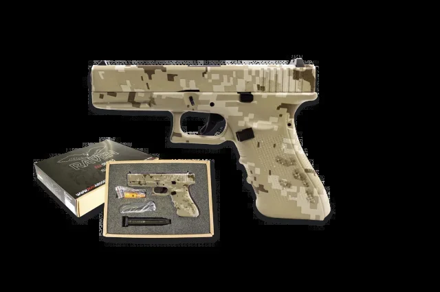 Réplica Airsoft Gas CO2 Nuprol con blowback, basada en Gen4, compatible con cargadores WE y KJW, color Digital Desert