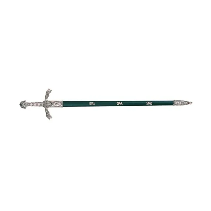 Réplica de Espada de Ricardo Corazón de León, siglo XIIde 105 cm, de color verde Arma decorativa sin filo
