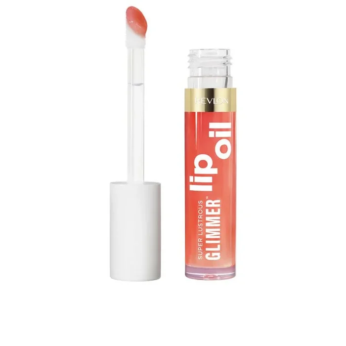 Revlon Super Lustrous Glimmer Lip Oil, Aceite labial hidratante, Tinte de labios, con Aceite de escualano vegetal, 002 Miss Coral