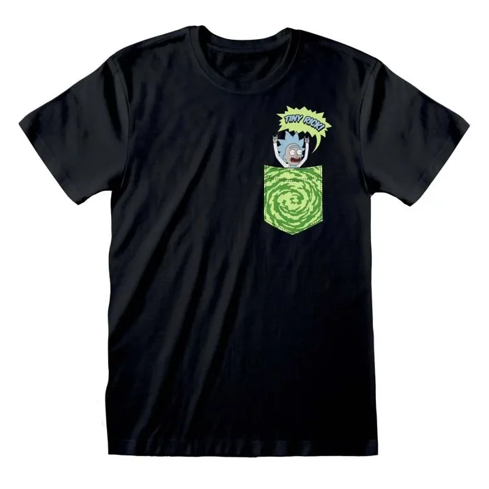 Rick and morty – tiny pocket rick (unisex black t-shirt) medium