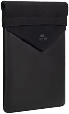 RIVACASE Funda para portátil de 14 Pulgadas, Piel sintética Lona 100% algodón, Color Negro