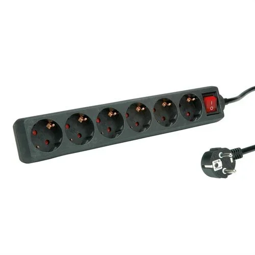 ROLINE 19.07.1075 base múltiple 3 m 6 salidas AC Interior Negro