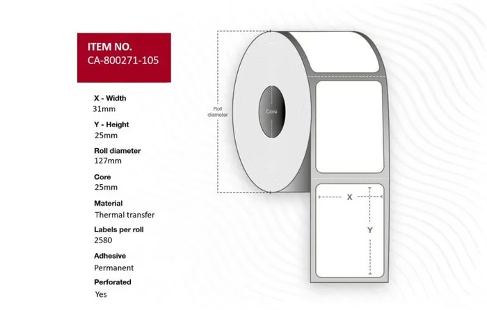 Rollos para Direcciones marca Capture modelo Label 31 x 25mm, Core 25mm,