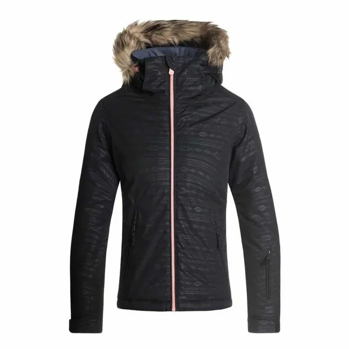 Roxy Jet Ski Embossed Chaqueta, Niñas, Negro (True Negro_Indie Stripes embos), 12/L