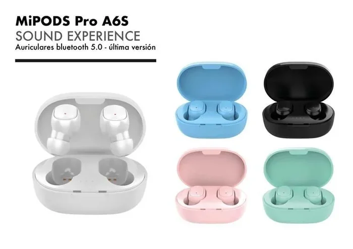 Roymart auriculares mipods pro a6s bluetooth 5.0 colores surtidos pastel