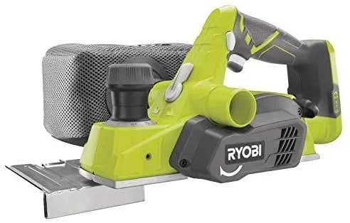 RYOBI – Cepillo Eléctrico 82mm 18V ONE+ – Profundidad 1,6mm – Trabajos Duros de Cepillado y Achaflanado – 2 Cuchillas Reversibles de Carburo de Tungsteno, 1 Guía, 1 Bolsa de Polvo – R18PL-0