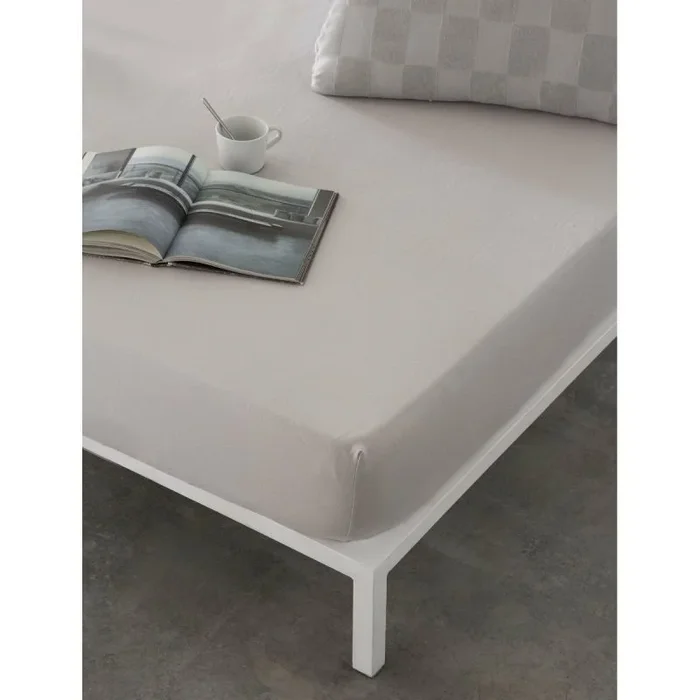 Sábana bajera ajustable naturals elba gris claro 135 x 200 (cama de 135)