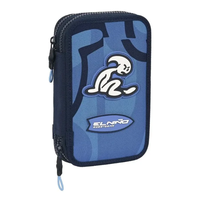 Safta EL NIÑO Bahia – Estuche Escolar Niño, Estuche con Colores, con 28 Útiles Incluidos, Ideal para Niños de 5 a 14 Años, Cómodo y Versátil, Calidad y Resistencia, 12.5x4x19.5 cm, Color Azul