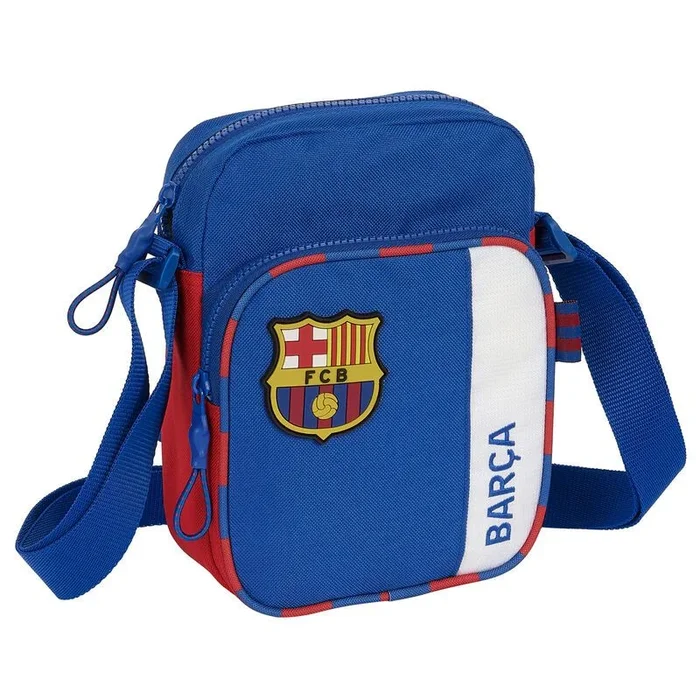 Safta F.C. BARCELONA 2ª EQUIPACIÓN – Bandolera con Bolsillo Exterior, Maletín Portatodo, Bandolera, Cómoda y Versátil, Calidad y Resistencia, 16x6x22 cm, Color Azul y Granate