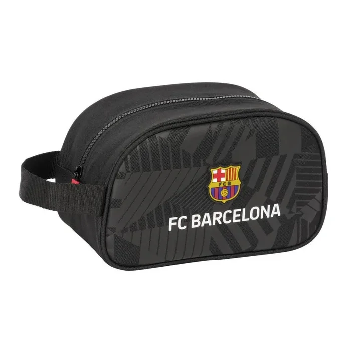 Safta F.C. Barcelona Black – Neceser Escolar Infantil Mediano con Asa, Neceser Infantil, Adaptable a Carro, Fácil Limpieza, Cómodo y Versátil, Calidad y Resistencia, 26x12x15 cm, Color Negro