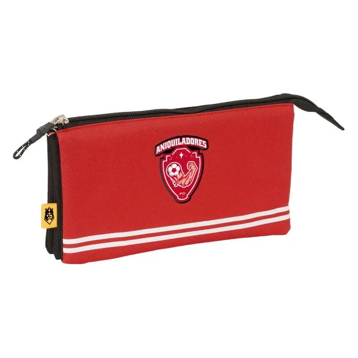Safta Kings League ANIQUILADORES – Portatodo Triple, Estuche Infantil, Estuche Niño, Ideal para Niños en Edad Escolar, Cómodo y Versátil, Calidad y Resistencia, 22x3x12 cm, Color Rojo