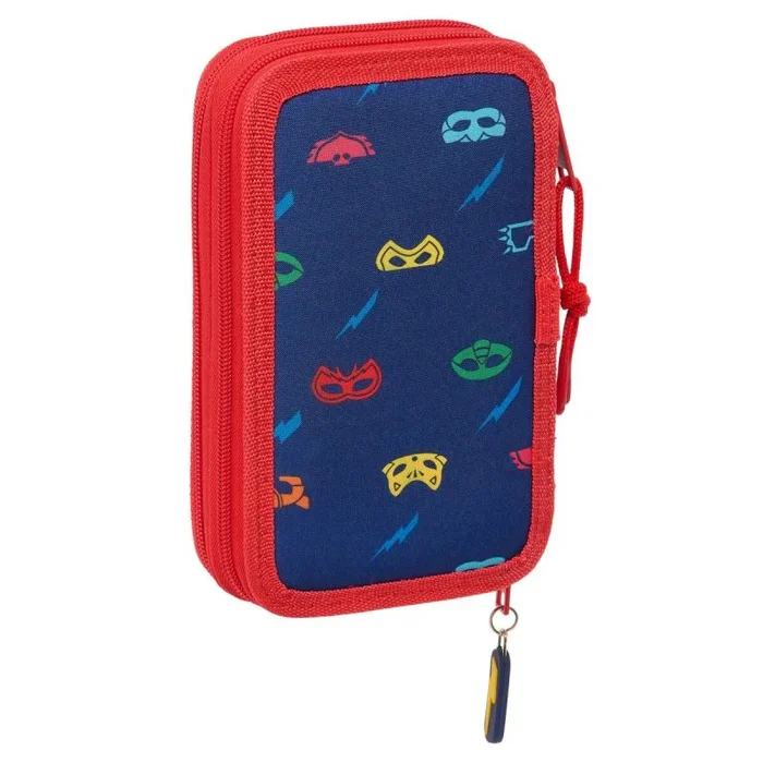 Safta PJMASKS Ready – Estuche Escolar Niño, Estuche con Colores, con 28 Útiles Incluidos, Ideal para Niños de 5 a 14 Años, Cómodo y Versátil, Calidad y Resistencia, 12.5x4x19.5 cm, Color Azul Marino