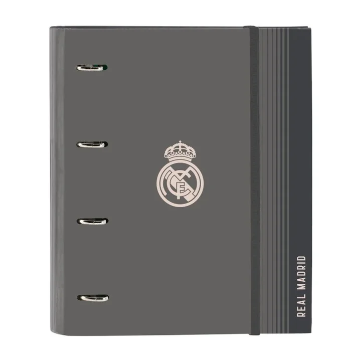 Safta REAL MADRID 3ª EQUIPACIÓN 24/25 – Carpeta 4 Anillas de 35 cm con 100 Hojas A4, Ideal para Niños de Diferentes Edades, Cómoda y Versátil, Calidad y Resistencia, 27×3.5×32 cm
