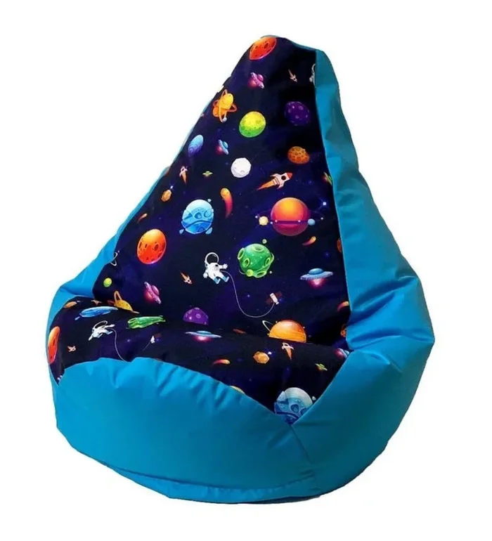 Sako bolso puf estampado pera azul planetas xxl 140 x 100 cm