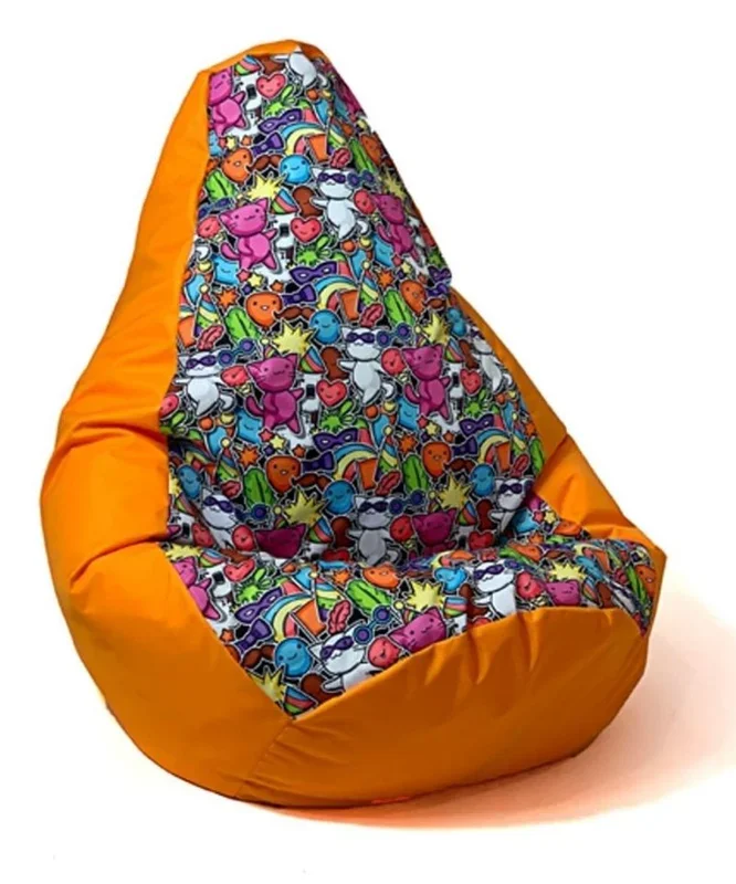 Sako bolso puf estampado pera naranja-hada2 xl 130 x 90 cm