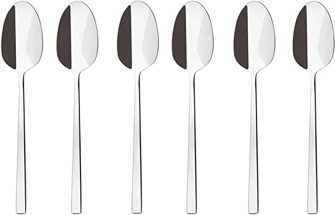 Sambonet Rock 52562A37 – Juego de cucharas Moka, café, cucharas de postre monobloque de acero inoxidable 18/10, lavable en lavavajillas, 6 unidades