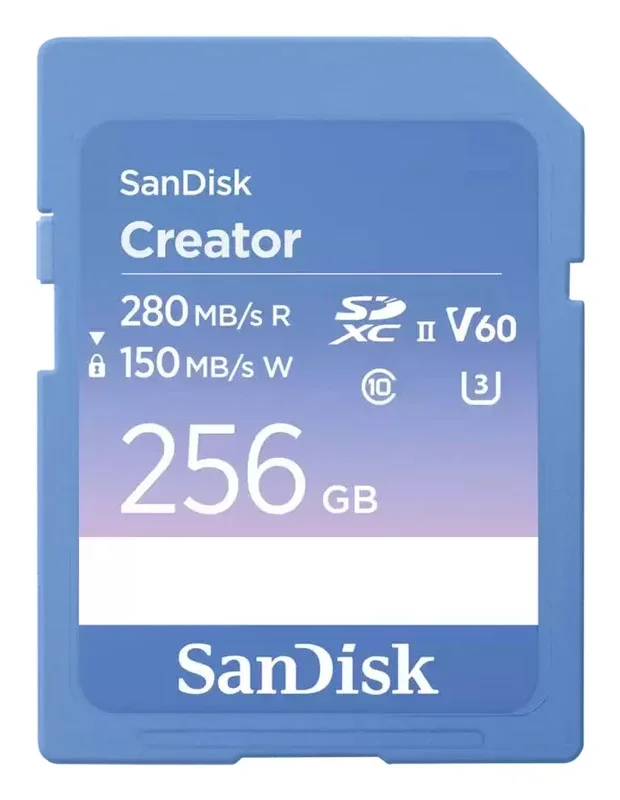 SanDisk Creator Tarjeta SD UHS-II 256 GB (para DSLR y Mirrorless-Cámaras, 6K Video, V60, UHS-II, Velocidades hasta 280 MB/s, RescuePRO Deluxe, Un mes a Adobe Creative Cloud)