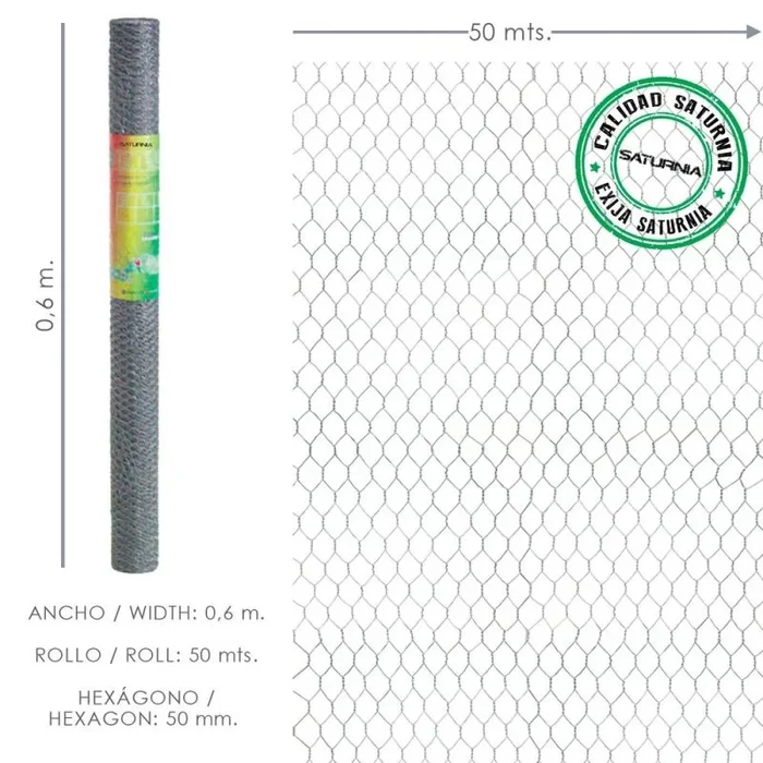 SATURNIA 1171010 Enrejado Triple Torsion 50/60 cm. Rollo 50 Metros Uso Domestico