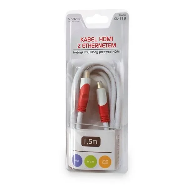 Savio CL-119 cable HDMI 1,5 m HDMI tipo A (Estándar) Blanco
