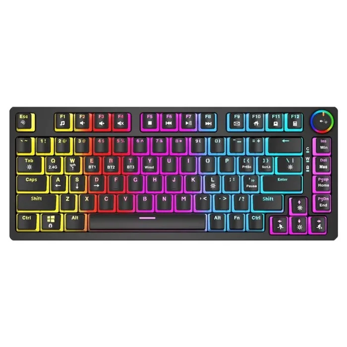 Savio SAVGK-PHENIX RED PUDDING teclado Juego USB + RF Wireless + Bluetooth QWERTY Inglés, Inglés de EE. UU. Negro