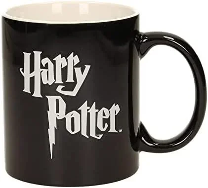 SD toys Logo Harry Potter Taza, Cerámica, Blanco/Negro, 8 cm