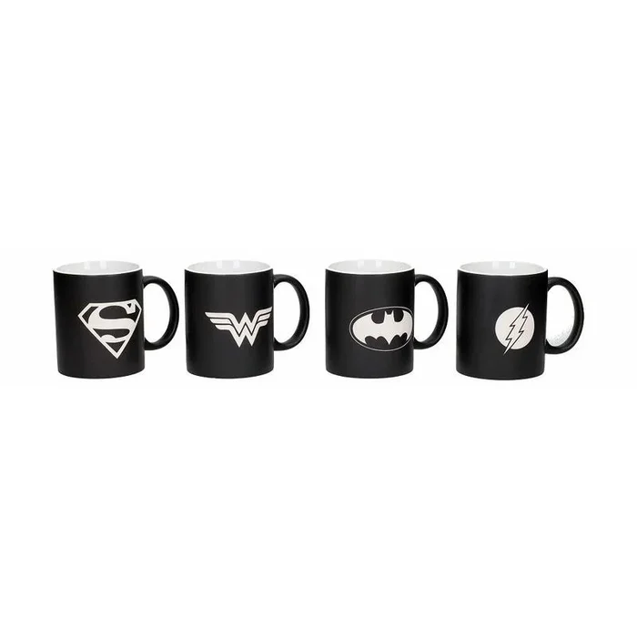 SD toys Tazas Grabados Laser Universo DC, Cerámica, Negro, 9x8x12 cm, 4 Unidades
