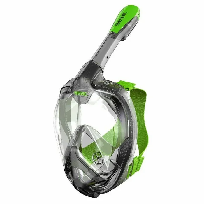 Seac Magica, máscara de Snorkel Integral, Anti-Vaho, Válvula de Purga y Snorkel Estanco, Gris/Verde, L/XL
