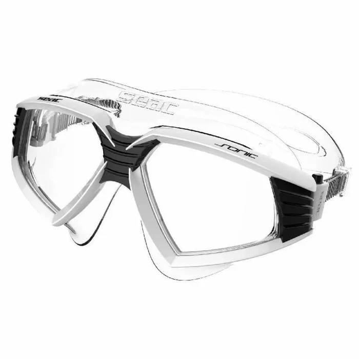 SEAC Sonic Gafas de natación en la Piscina y en el mar, Unisex, Negro/Blanco