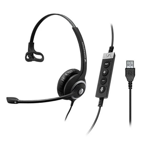 Sennheiser SC 230 USB Ctrl II Monoaural Diadema Negro – Auriculares con micrófono (Centro de Llamadas/Oficina, Monoaural, Diadema, Negro, Alámbrico, 2,9 m)