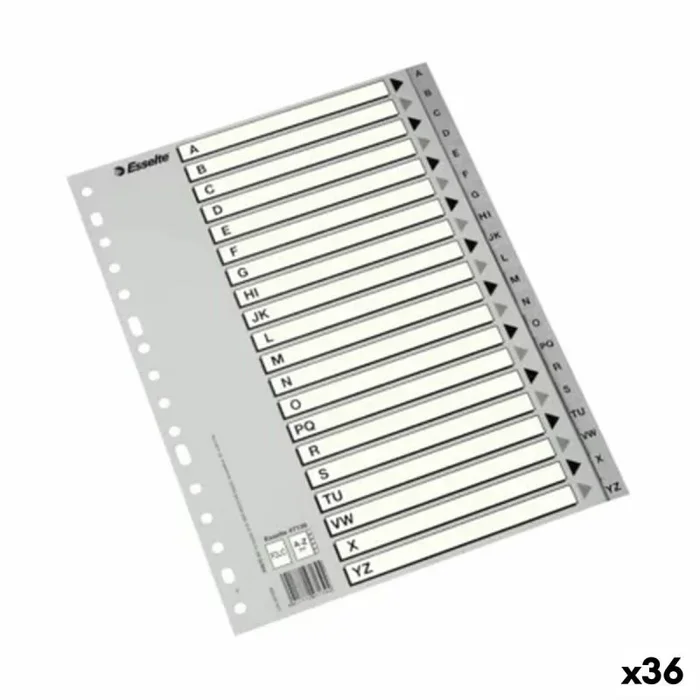 Separadores esselte abecedario gris a4 (36 unidades)