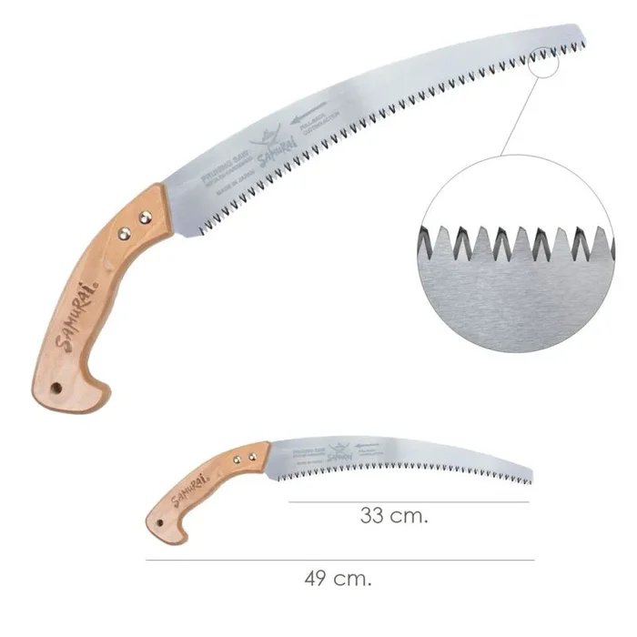 Serrucho samurai curvo mango madera 330 mm.