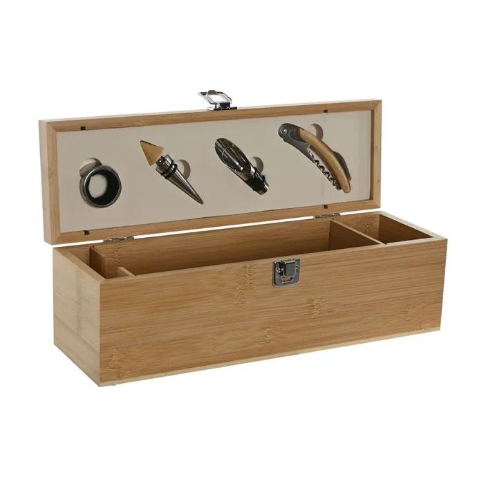 Set de accesorios para vino home esprit natural bambú acero inoxidable