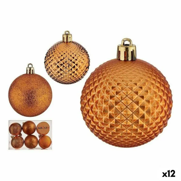 Set de bolas de navidad 6 cm naranja pvc (12 unidades)