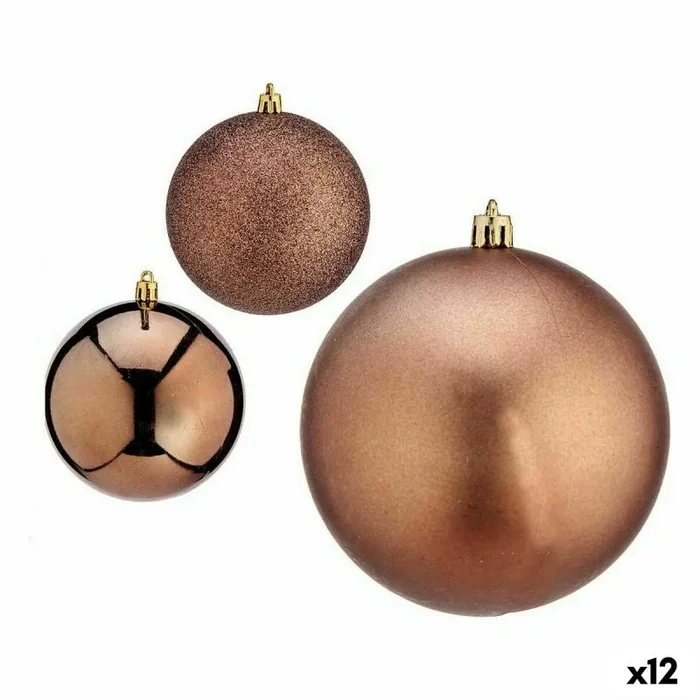 Set de bolas de navidad marrón plástico 10 x 11 x 10 cm (12 unidades)