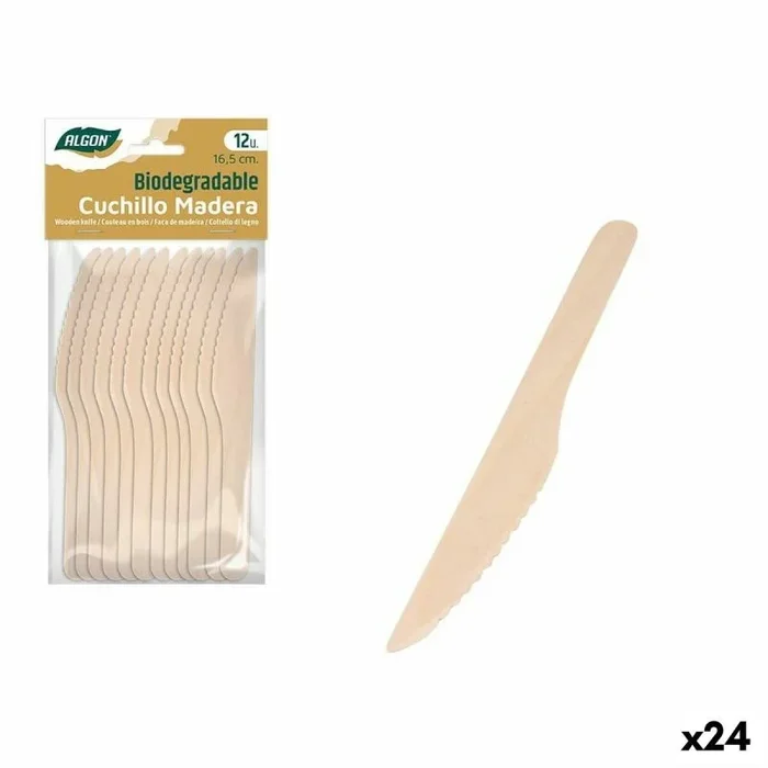 Set de cuchillos algon madera 12 piezas 16,5 cm (24 unidades)