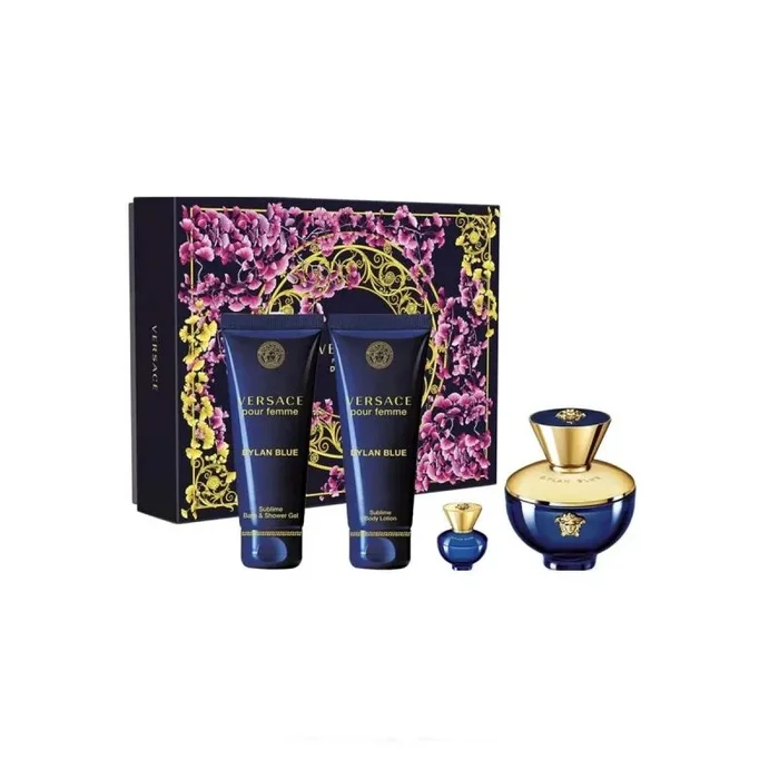 Set de perfume mujer versace dylan blue edp 4 piezas