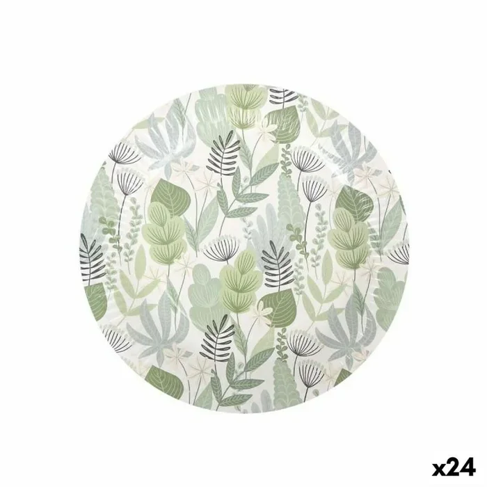 Set de platos algon desechables cartón floral 3 piezas 28 cm (24 unidades)