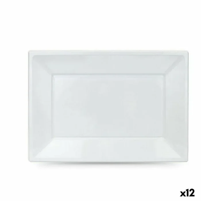 Set de platos reutilizables algon blanco plástico rectangular 33 x 23 x 2 cm (12 unidades)