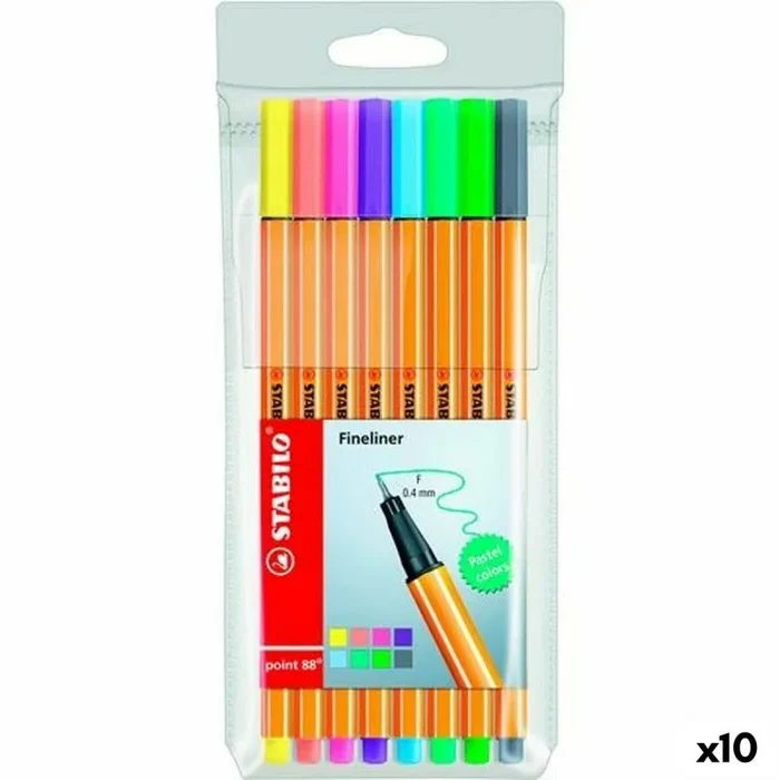 Set de rotuladores stabilo point 88 multicolor (10 unidades)