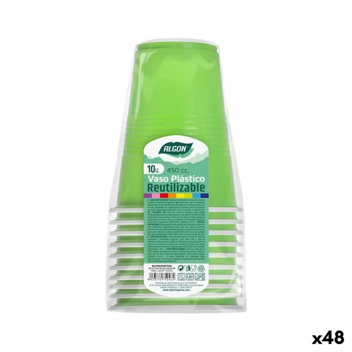 Set de vasos reutilizables algon verde 48 unidades 450 ml (10 piezas)