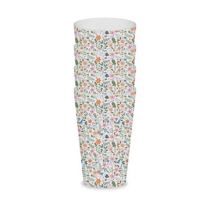 Set de vasos versa polietileno rpet flores 4 piezas