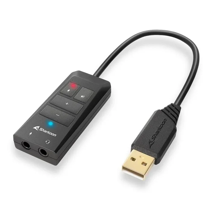 Sharkoon SB2 USB – Tarjeta de Sonido, 12 Ecualizador de Hardware, Sonido Virtual 7.1, Negro