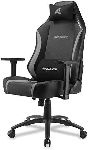 Sharkoon Silla Gaming, Acero aleado Cuero sintético, Negro/Gris, Normal