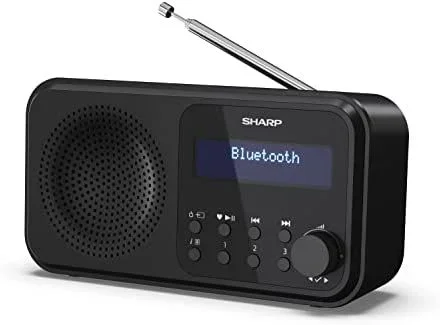 SHARP Radio digital portátil DR-P420 (DAB/DAB+/FM con RDS, USB, Bluetooth 5.0, funciones de despertador con conector de 3,5 mm), negra