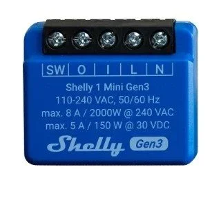 Shelly 1 Mini Gen3 Interruptor inteligente 1P Azul