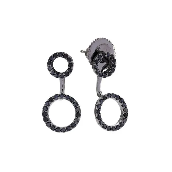 Sif Jakobs Jewellery – Pendientes para mujer con circonitas negras, Plata de ley, Circonia cúbica